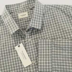NEW 7 Diamonds Linen Blend Shirt Men's XL Light Gray Plaid Button Up Long Sleeve